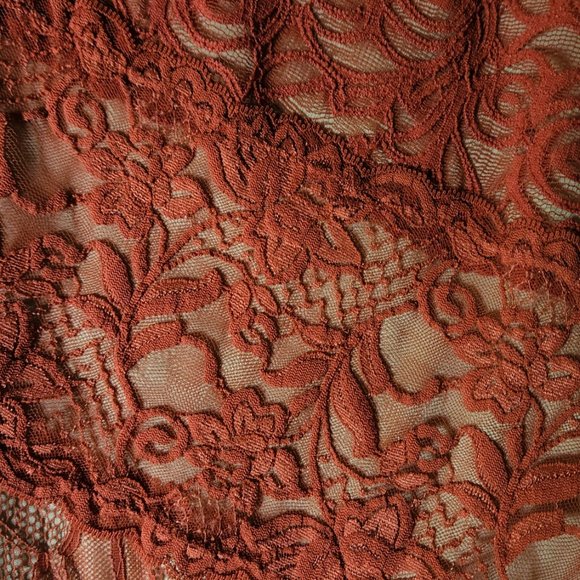 Beautiful Bebe One Shoulder Lace Red Mini-Dress - Picture 3 of 4